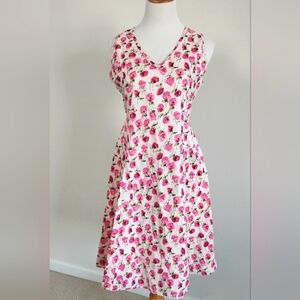 Tulip Poppie Cotton Dress in Floral Rose Print Size S